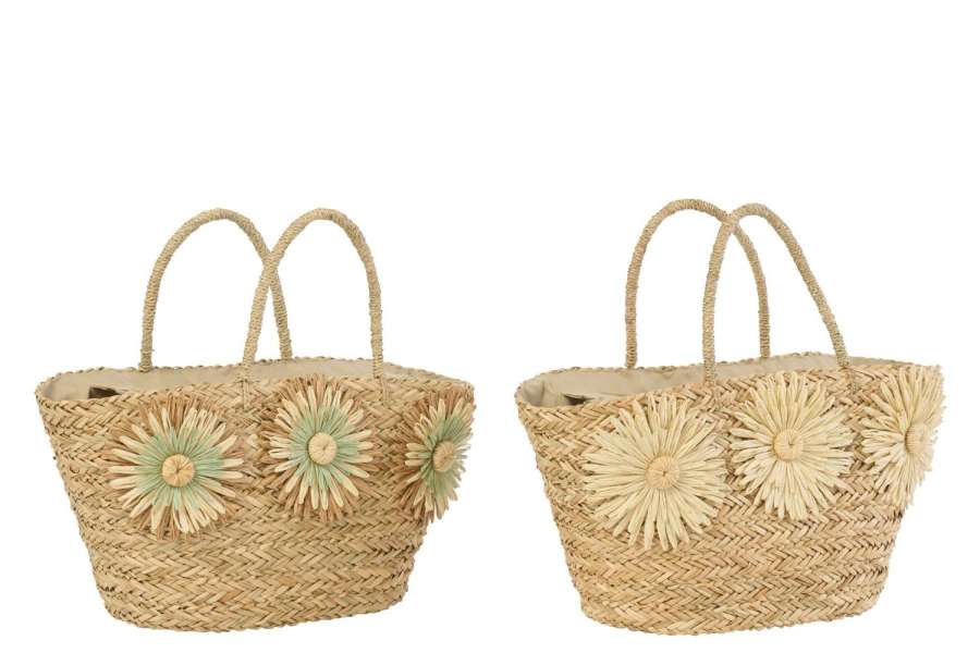 BAG SUNFLOWER SEAGRASS NATURAL/KHAKI GREEN ASSORTMENT OF 2