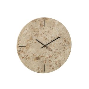 WALL CLOCK ROUND MARBLE BEIGE/BLACK