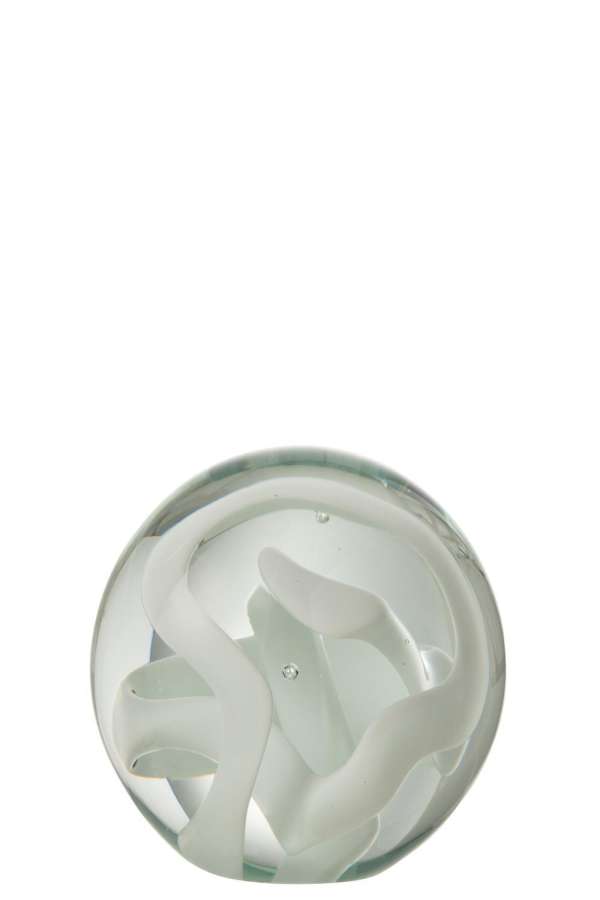 PAPERWEIGHT GARLAND GLASS WHITE MEDIUM
