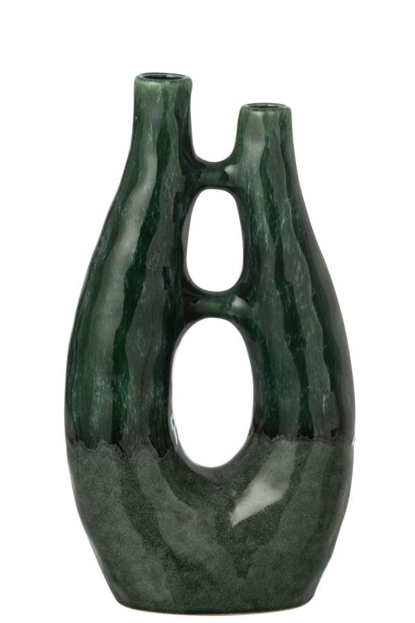 VASE JEANNE STONEWARE DARK GREEN LARGE