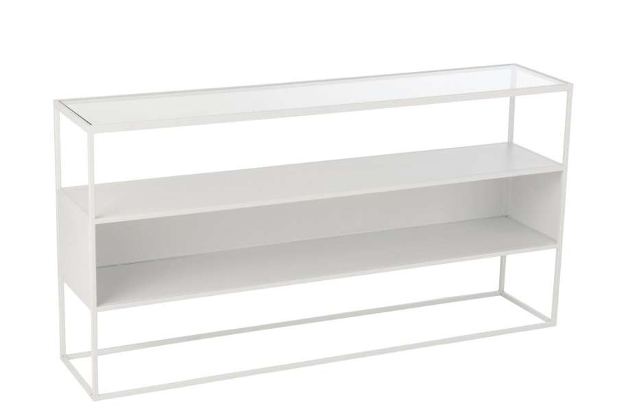 CONSOLE SQUARE METAL/GLASS WHITE