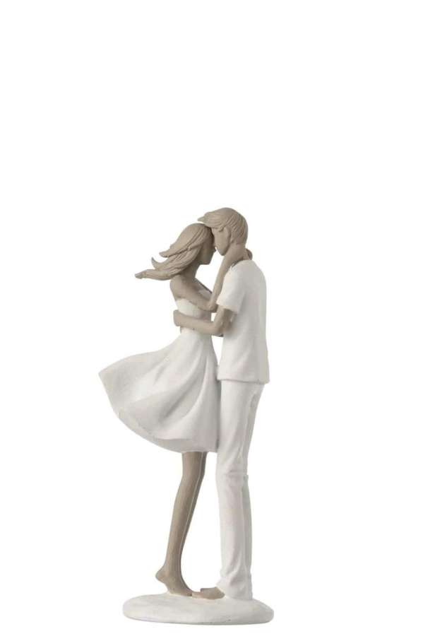 COUPLE KISSING POLY WHITE/TAUPE