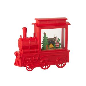 WATER GLOBE LOCOMOTIVE PLASTIC CHRISTMAS RED