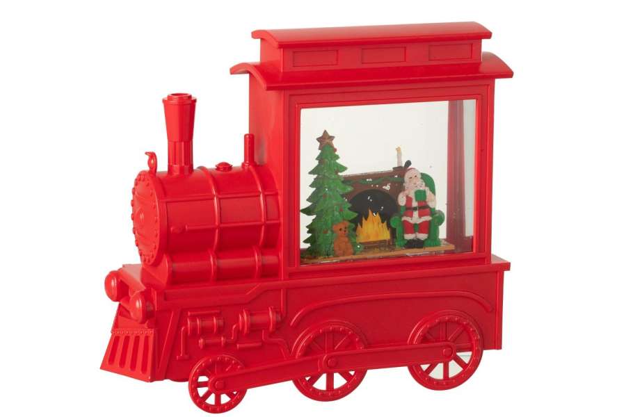WATER GLOBE LOCOMOTIVE PLASTIC CHRISTMAS RED