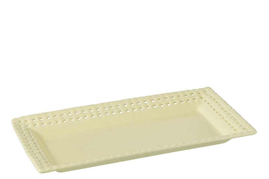 PLATE RECTANGULAR CERAMIC YELLOW