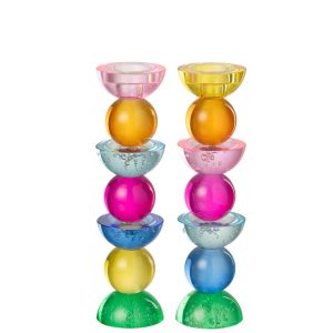 CANDLE HOLDER GLASS MULTICOLORED LARGE ASSORTMENT OF 2