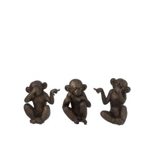 APE SEE/HEAR/SPEAK NO EVIL POLY BROWN SMALL ASSORTMENT OF 3