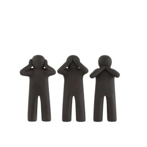 P'TIT MAURICE SEE/HEAR/SPEAK NO EVIL POLY BLACK SMALL ASSORTMENT OF 3