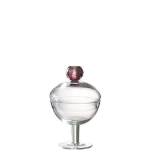 STORAGE JAR DIAMOND CRYSTAL GLASS TRANSPARENT/PINK SMALL