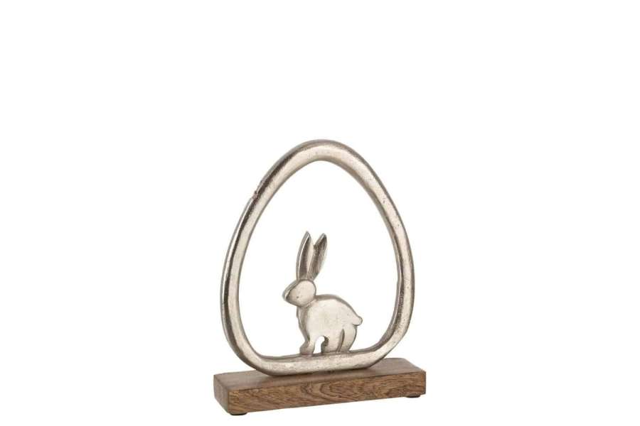 RABBIT EGG MANGO WOOD/IRON SILVER NATURAL
