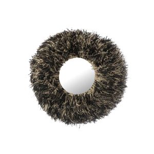 WALL MIRROR ROUND SISAL BLACK/WHITE