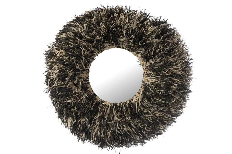 WALL MIRROR ROUND SISAL BLACK/WHITE