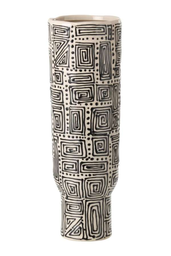VASE PATTERN CERAMIC OFF-WHITE/BLACK LARGE