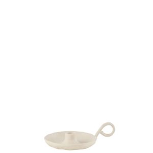 CANDLE HOLDER AGRA ALUMINIUM WHITE