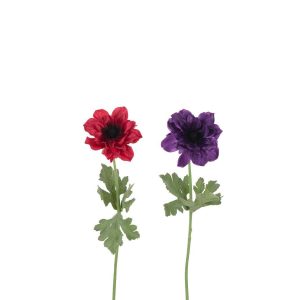 ANEMONE STEM ARTIFICIAL FUCHSIA/PAARS ASSORTMENT OF 2