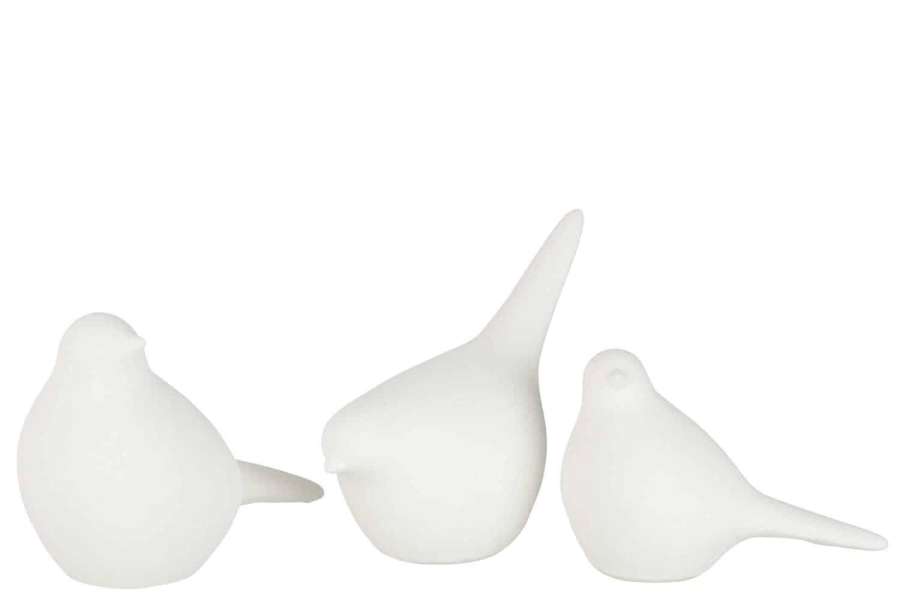 SET 3 BIRD CERAMIC WHITE