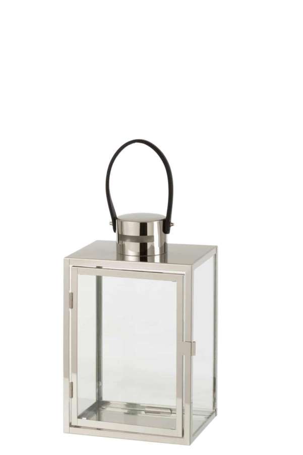 LANTERN RECTANGLE METAL/GLASS SILVER
