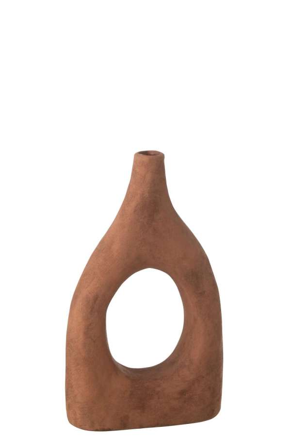 VASE UBI POTTERY RUST BROWN LARGE