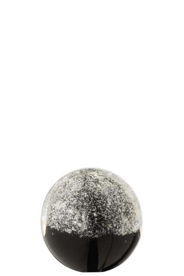 PAPERWEIGHT LAYERS GLASS BLACK/SILVER SMALL