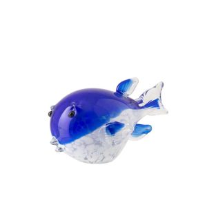 PAPERWEIGHT FISH GLASS BLUE