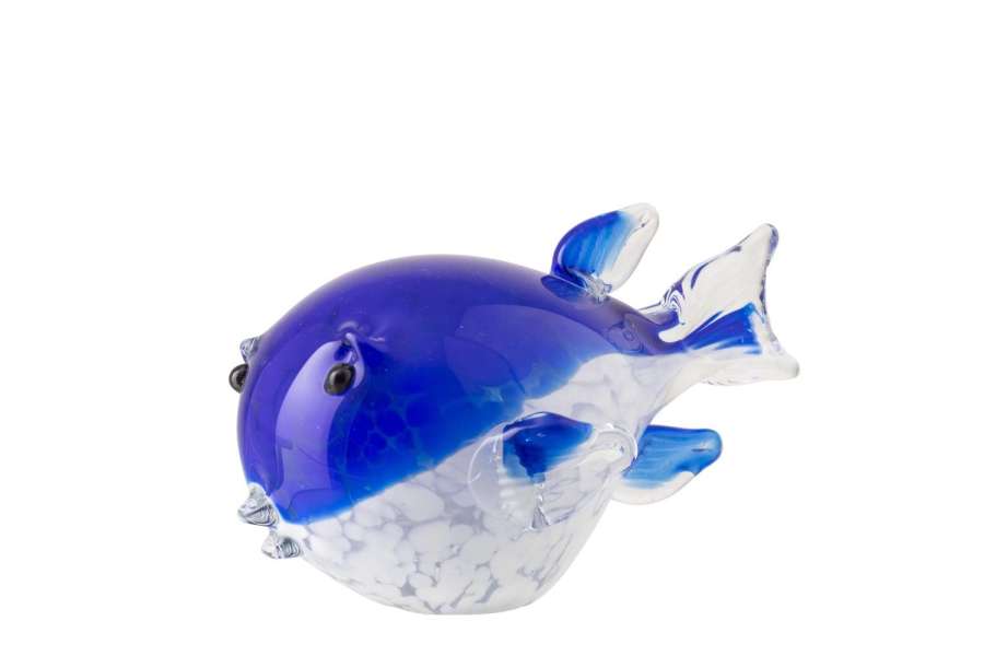 PAPERWEIGHT FISH GLASS BLUE