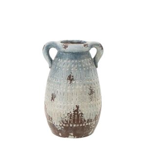 FLOWERPOT ANTIQUE OUTDOOR MAGNESIUM BLUE/WHITE LARGE