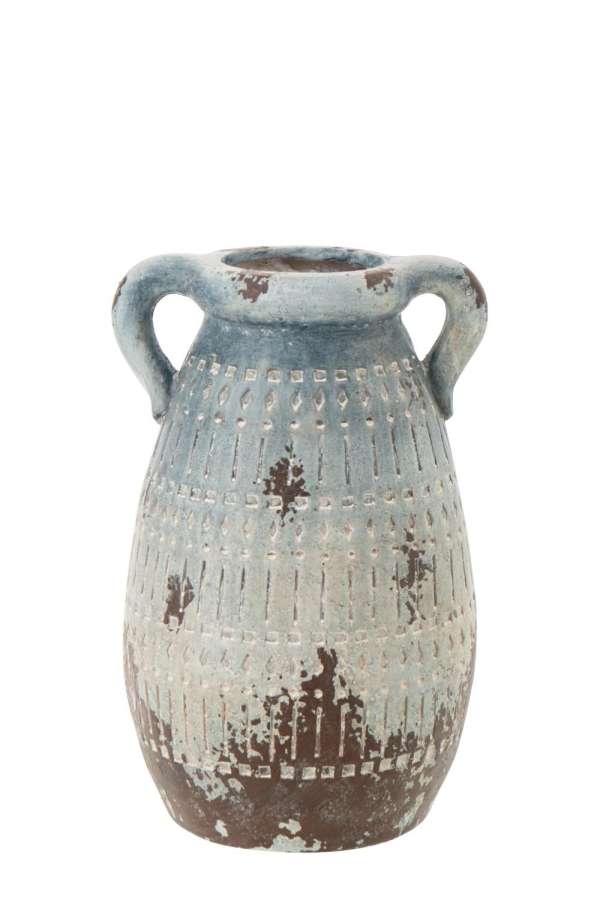 FLOWERPOT ANTIQUE OUTDOOR MAGNESIUM BLUE/WHITE LARGE