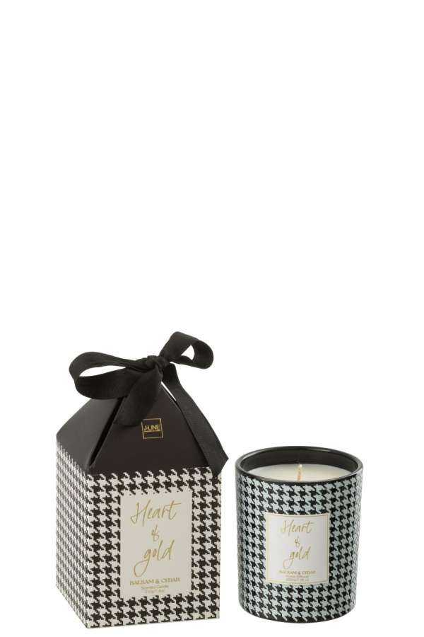 SCENTED CANDLE HEART OF GOLD WAX WHITE/BLACK SMALL