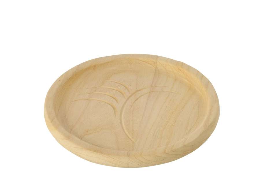 DECORATIVE TRAY LEAF PAULOWNIA WOOD NATURAL LARGE