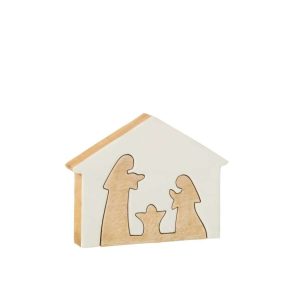 NATIVITY IN HOUSE MANGO WOOD WHITE/NATURAL LARGE