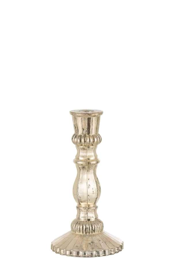 CANDLE HOLDER ORIENTAL GLASS SILVER LARGE