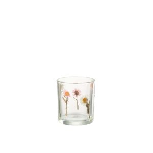 TEALIGHT HOLDER PEGGY FLOWERS GLASS SMALL