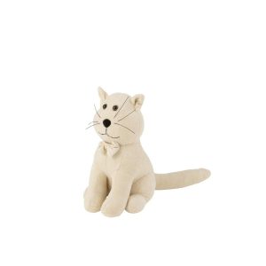 DOOR STOP CAT+BOW TIE BOUCLÉ ECRU