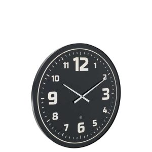 WALL CLOCK LED BLUE LIGHT GLASS BLACK