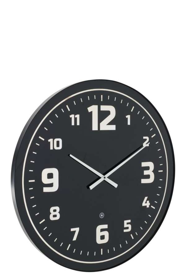 WALL CLOCK LED BLUE LIGHT GLASS BLACK