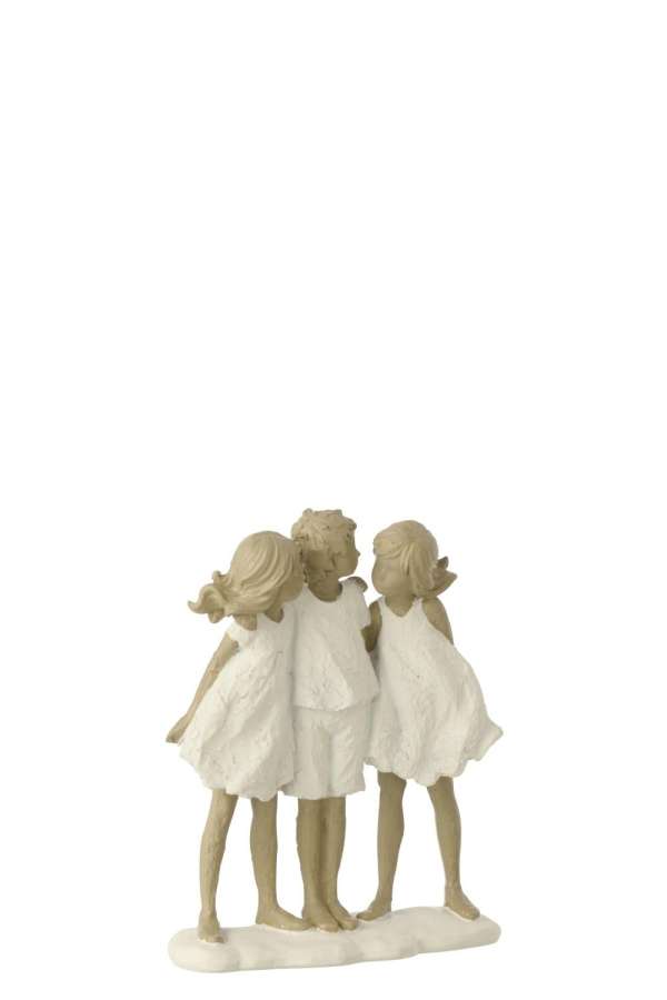 CHILDREN SISTERS  +  BROTHER POLYRESIN WHITE/GREY