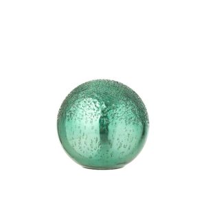 BALL LED CRACKLED GLASS GREEN SMALL