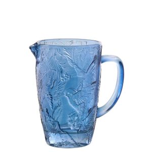 CARAFE BIRDS GLASS BLUE