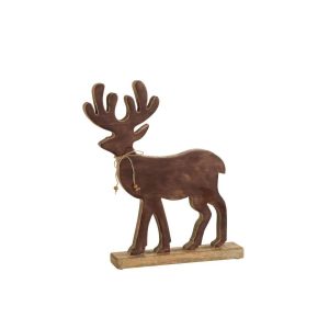 FIGURINE REINDEER WOOD BROWN LARGE