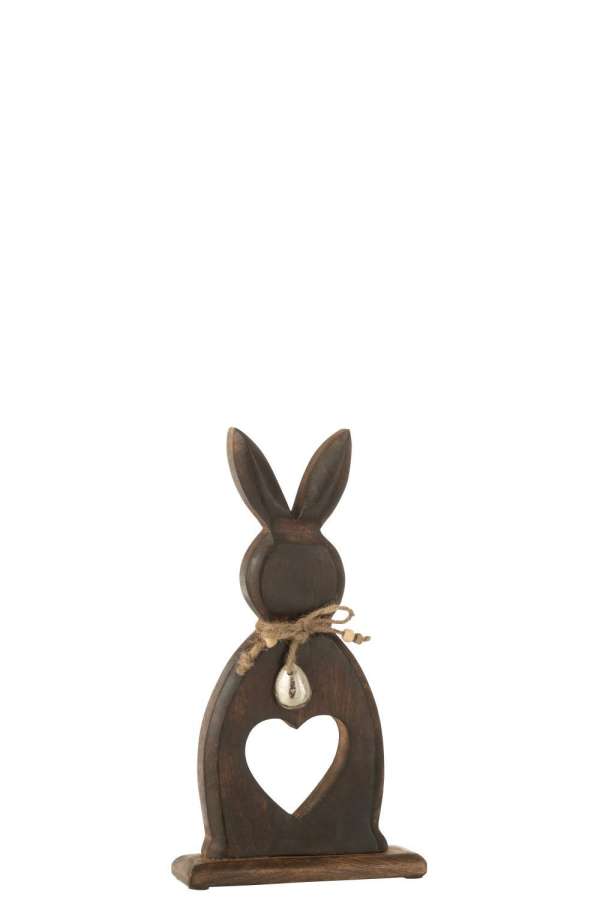 RABBIT HEART+EGG MANGO WOOD DARK BROWN SMALL