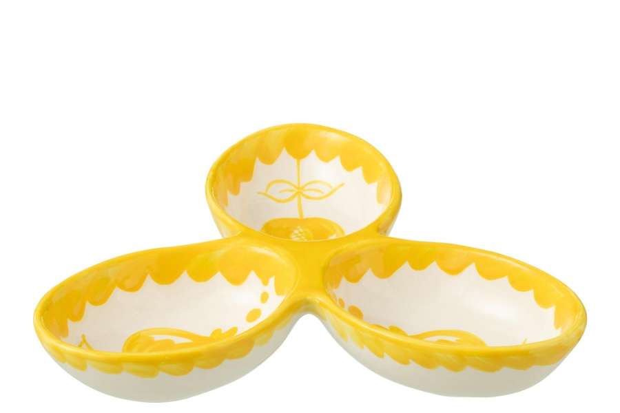 APERO DISH GRANADA CLOVER CERAMIC WHITE YELLOW