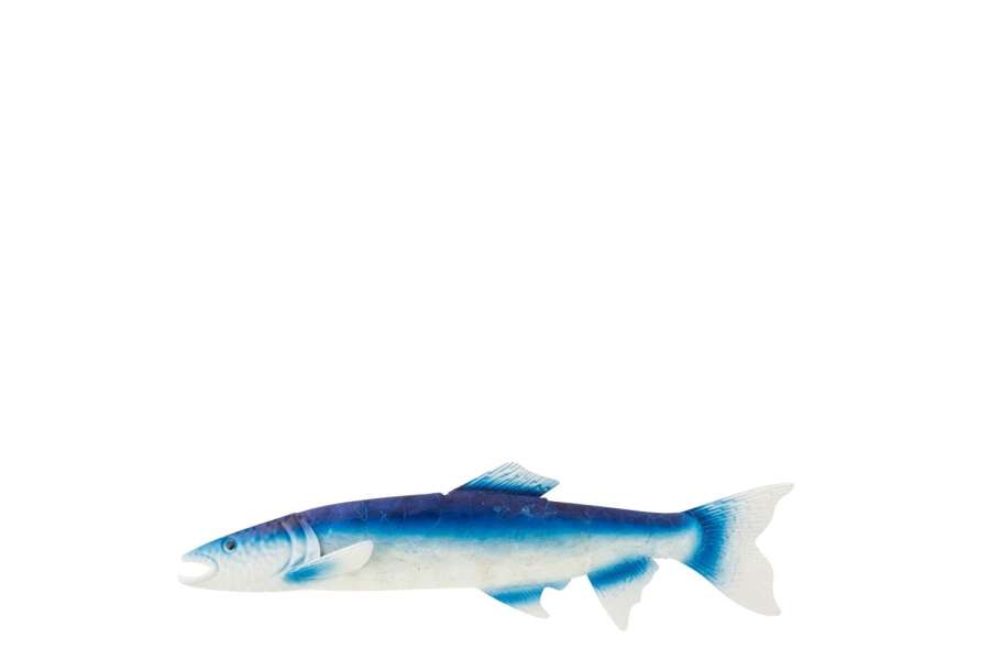 WALL DECORATION FISH IRON BLUE/WHITE