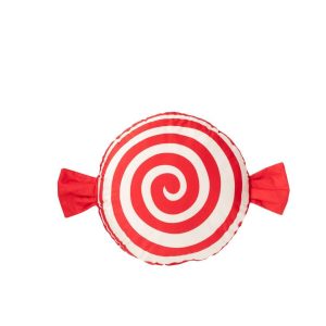 CUSHION CANDY POLYESTER RED/WHITE