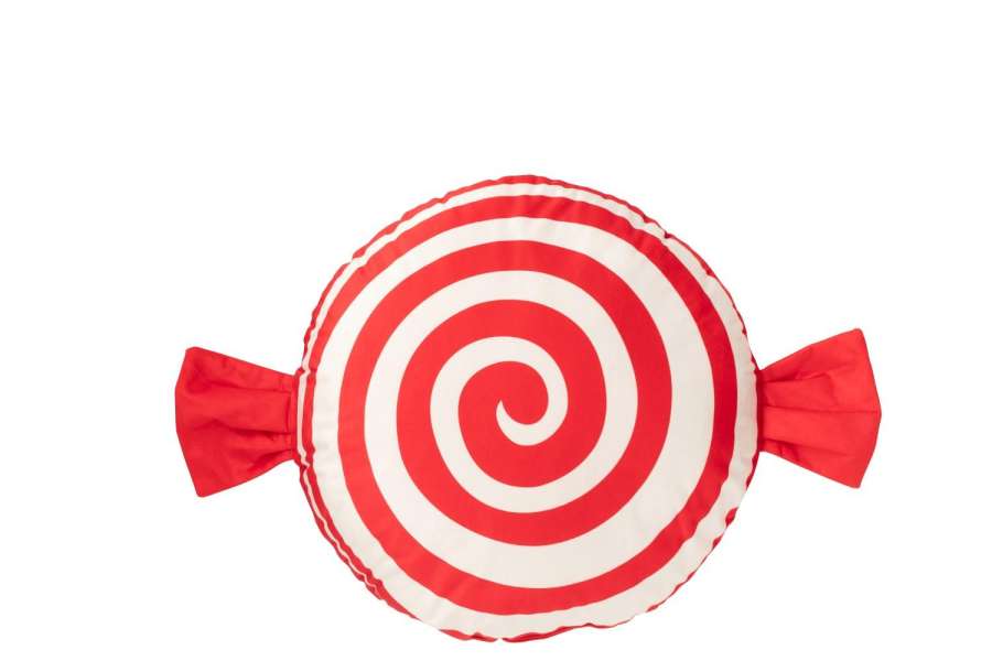 CUSHION CANDY POLYESTER RED/WHITE