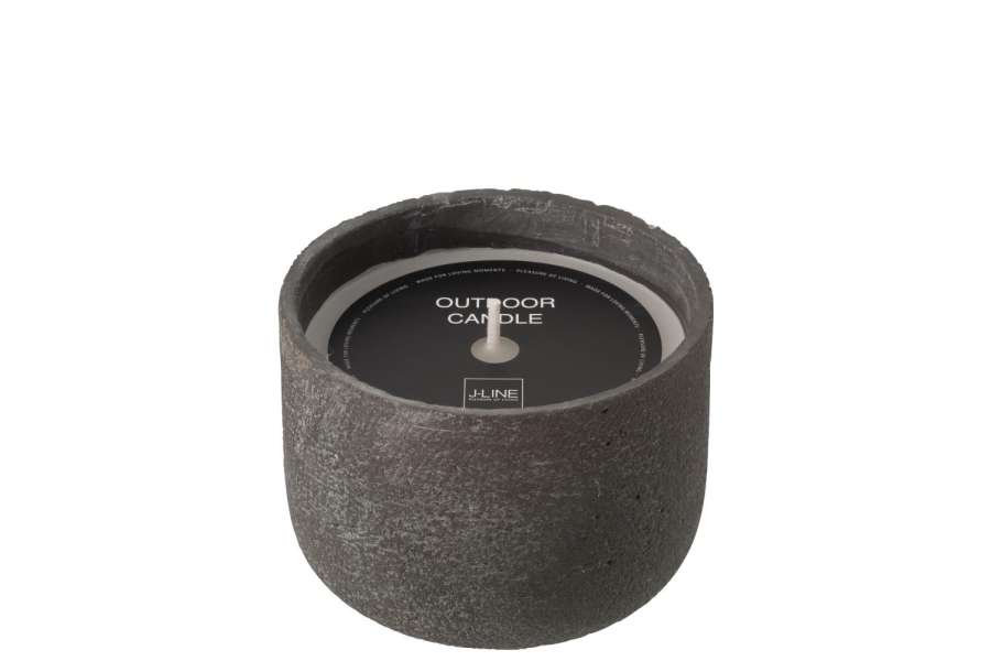 OUTDOOR CANDLE 31H ROUND PARAFFIN DARK GREY MEDIUM