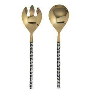 SALAD SERVER PIED-DE-POULE STAINLESS STEEL GOLD COLORED