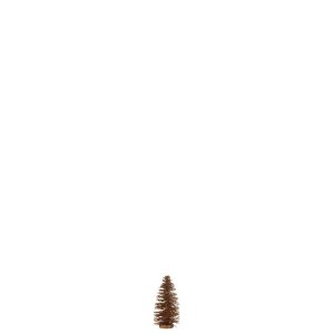 CHRISTMAS TREE DECO GLITTERS WOOD BROWN SMALL