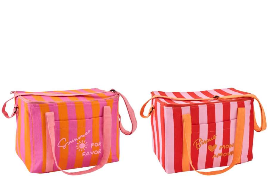 LUNCH BAG SUMMER/BISOUS STRIPED COTTON MULTI ASSORTMENT OF 2