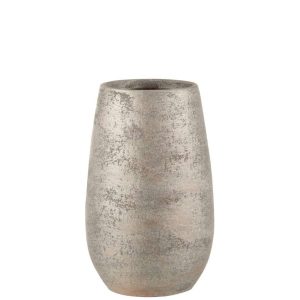 VASE IRREGULAR ROUGH CERAMIC SILVER SMALL