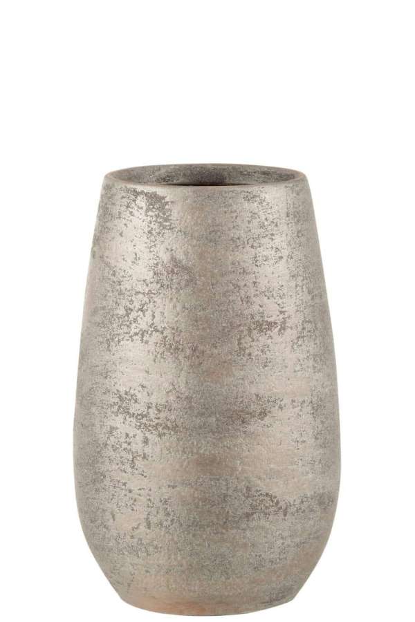 VASE IRREGULAR ROUGH CERAMIC SILVER SMALL